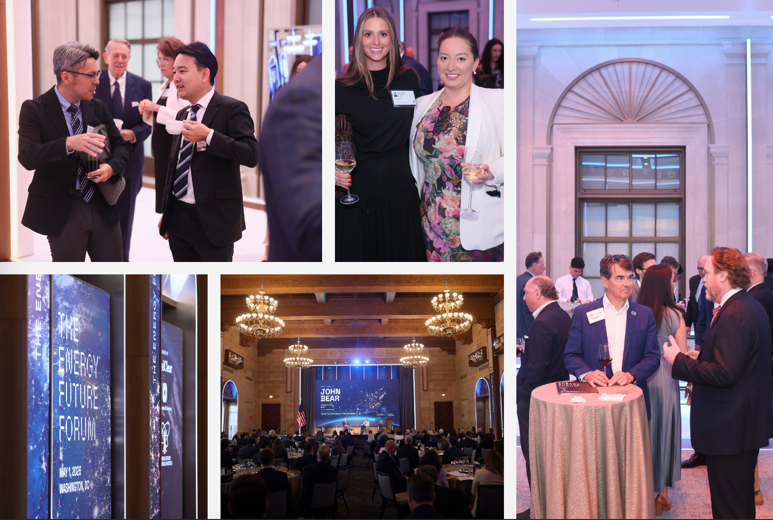 The Energy Future Forum in Washington, D.C., showing conference sessions, signage, and networking receptions.